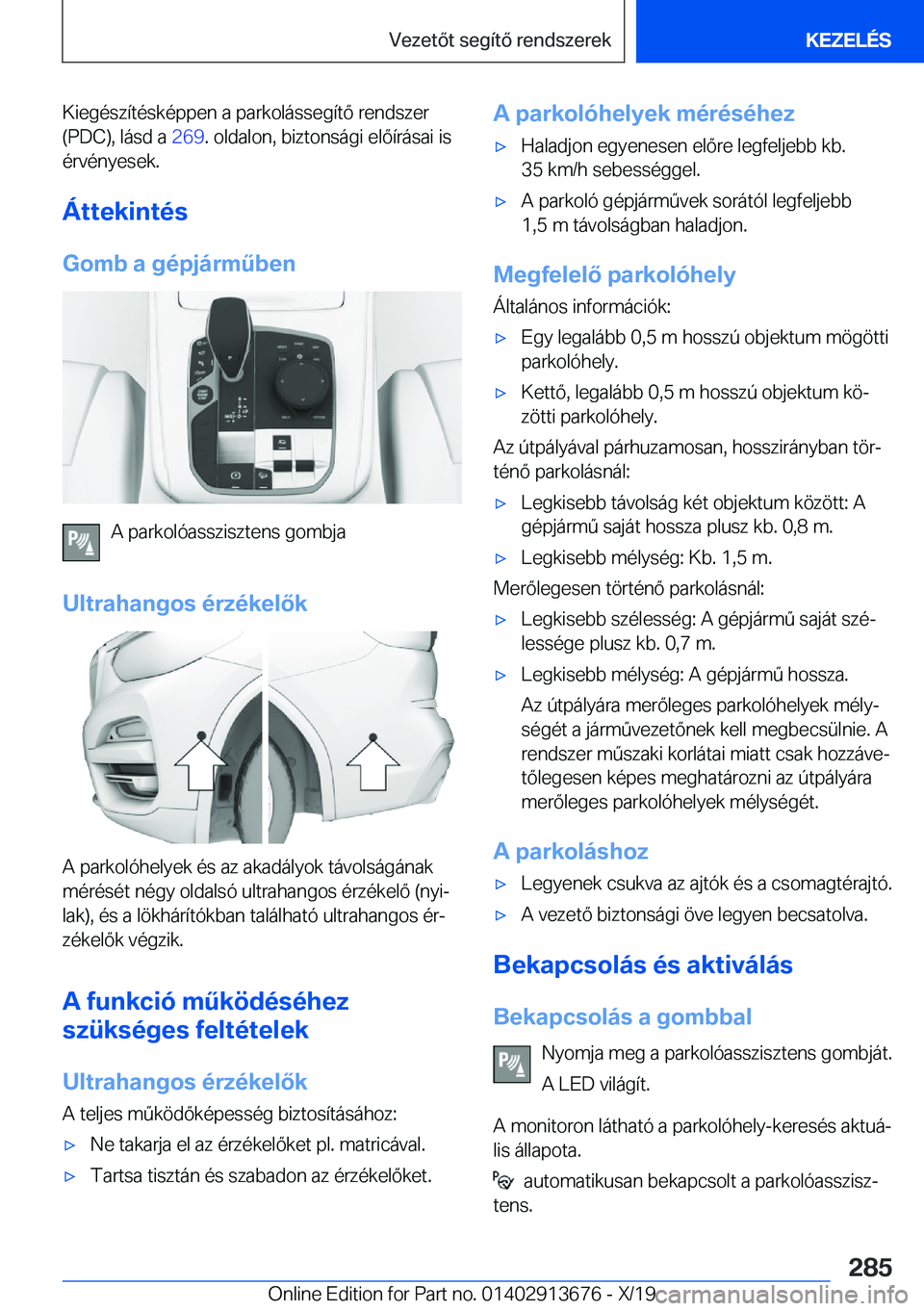BMW X5 2020  Kezelési útmutató (in Hungarian) �K�i�e�g�