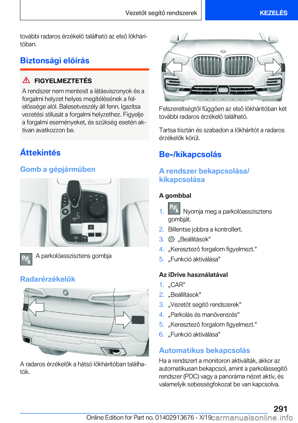BMW X5 2020  Kezelési útmutató (in Hungarian) �t�o�v�