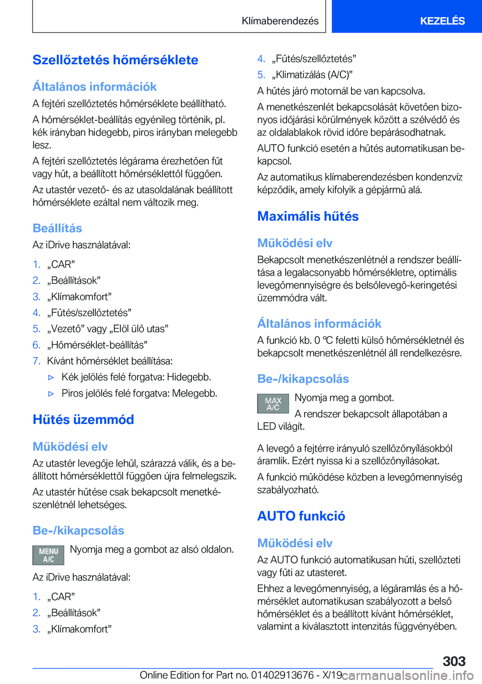 BMW X5 2020  Kezelési útmutató (in Hungarian) �S�z�e�l�l�