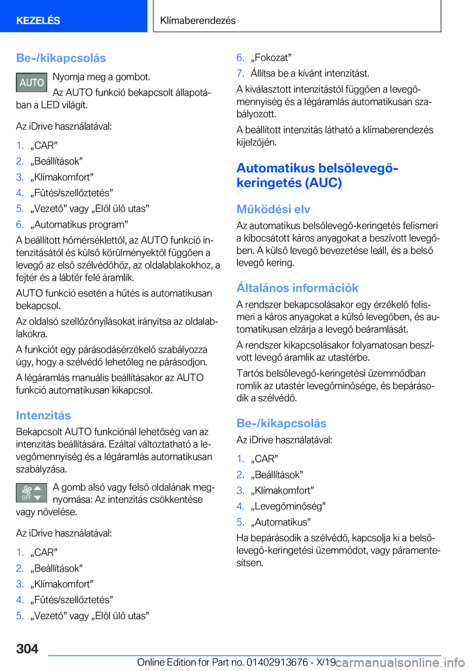 BMW X5 2020  Kezelési útmutató (in Hungarian) �B�e�-�/�k�i�k�a�p�c�s�o�l�