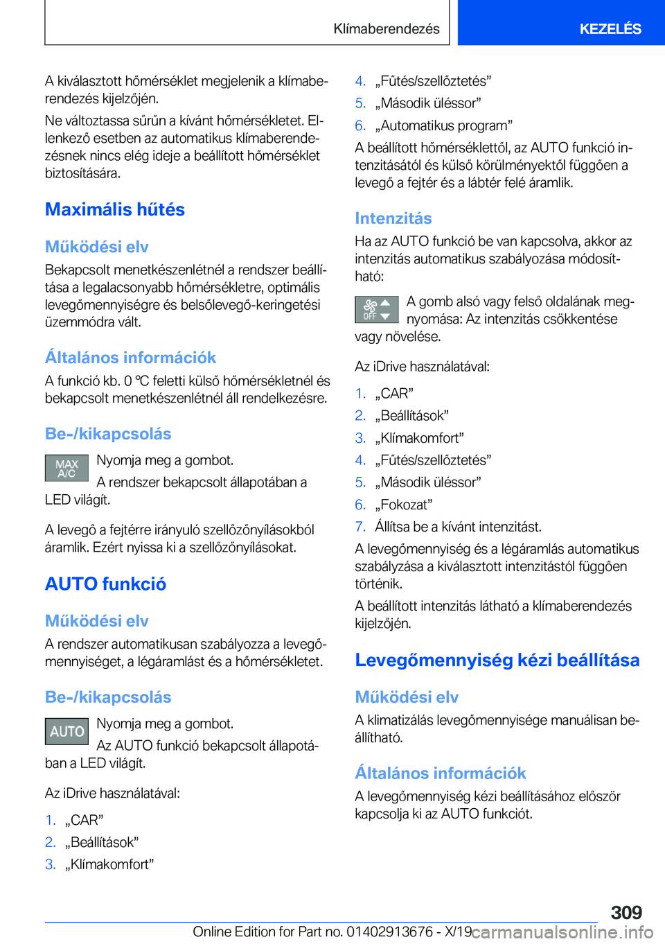 BMW X5 2020  Kezelési útmutató (in Hungarian) �A��k�i�v�