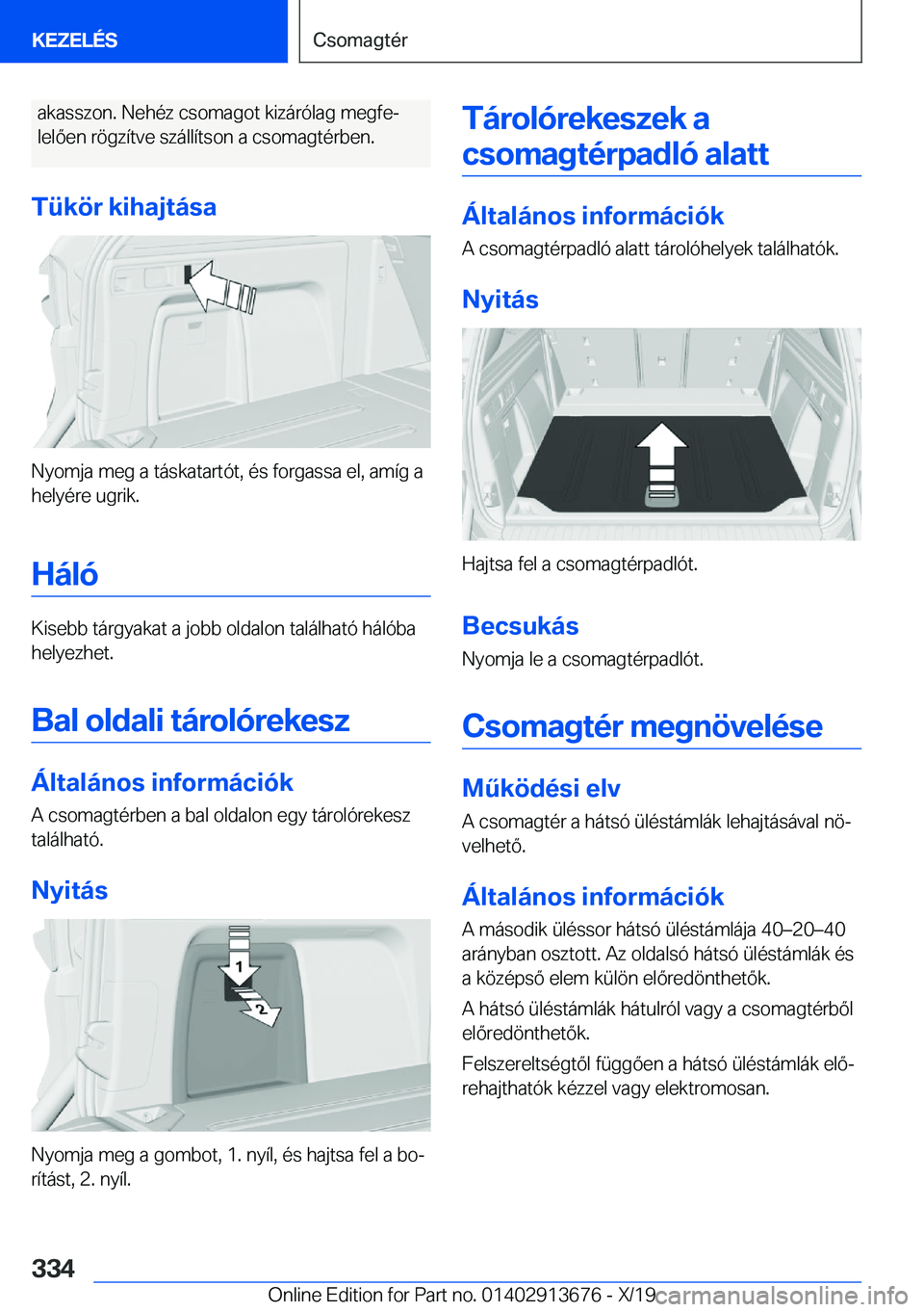 BMW X5 2020  Kezelési útmutató (in Hungarian) �a�k�a�s�s�z�o�n�.��N�e�h�