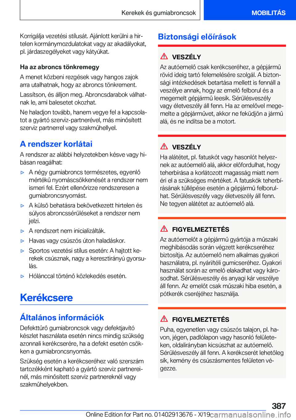 BMW X5 2020  Kezelési útmutató (in Hungarian) �K�o�r�r�i�g�
