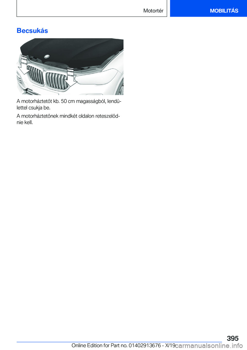 BMW X5 2020  Kezelési útmutató (in Hungarian) �B�e�c�s�u�k�
