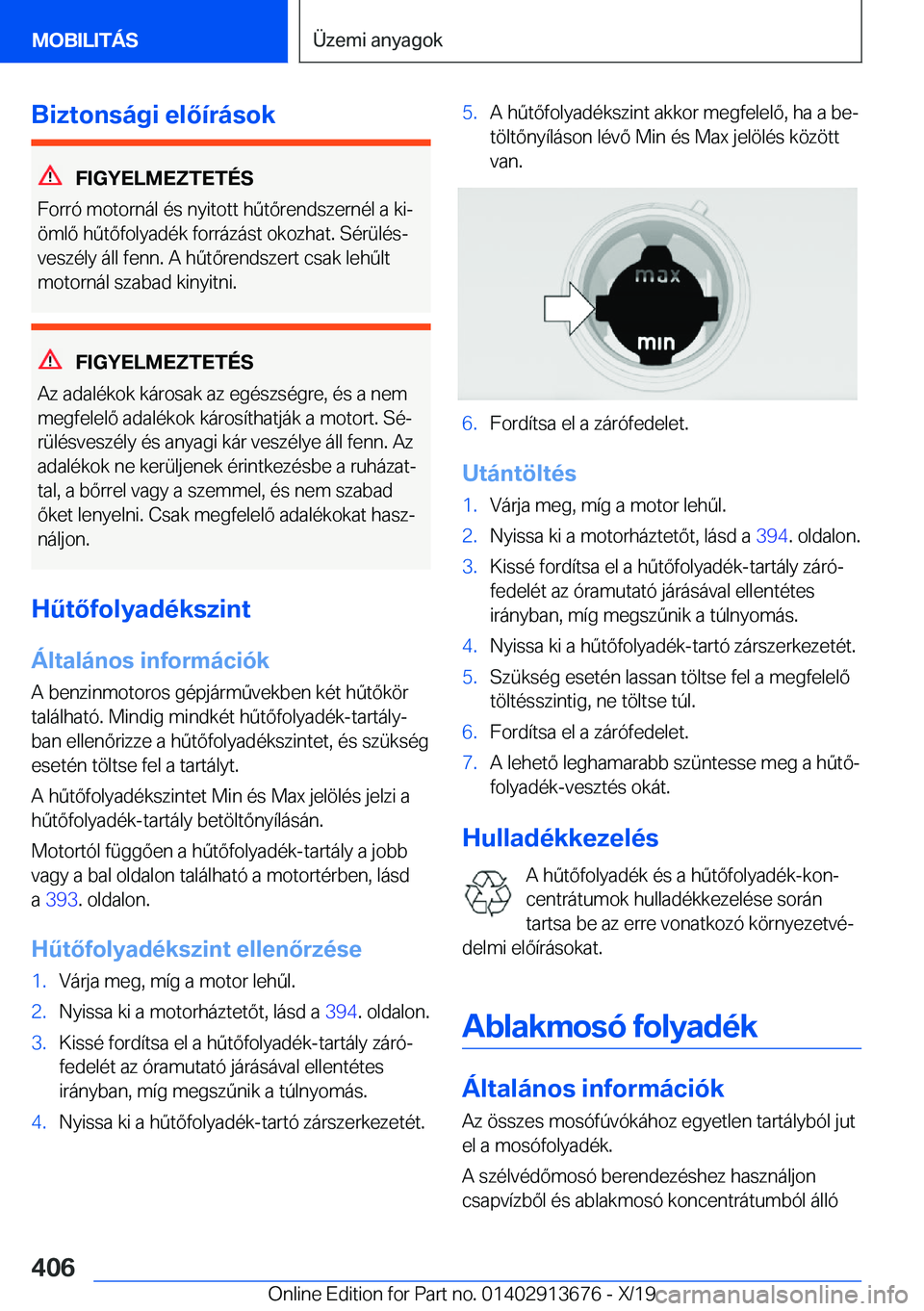 BMW X5 2020  Kezelési útmutató (in Hungarian) �B�i�z�t�o�n�s�