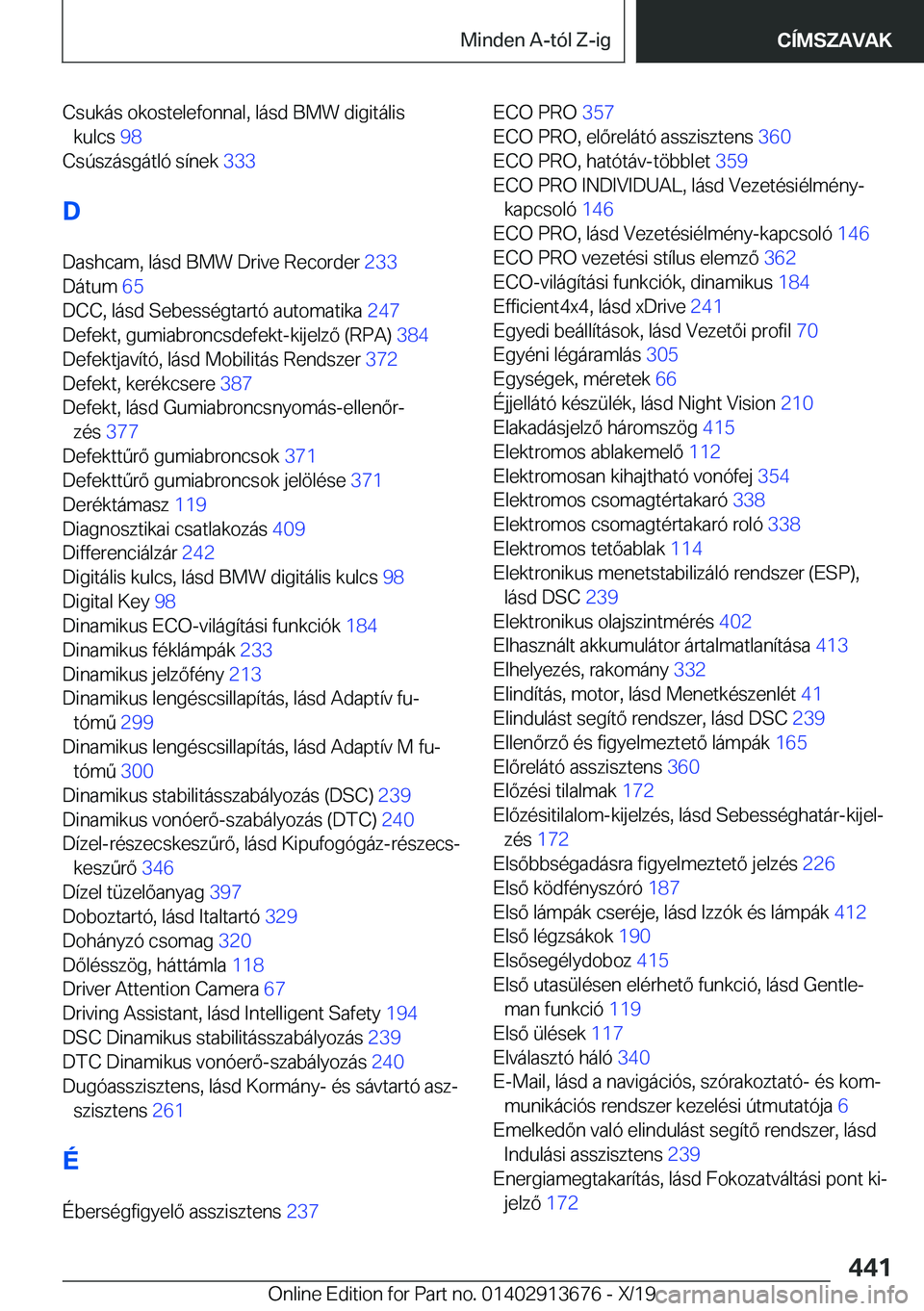 BMW X5 2020  Kezelési útmutató (in Hungarian) �C�s�u�k�