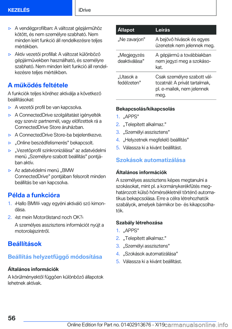 BMW X5 2020  Kezelési útmutató (in Hungarian) x�A��v�e�n�d�