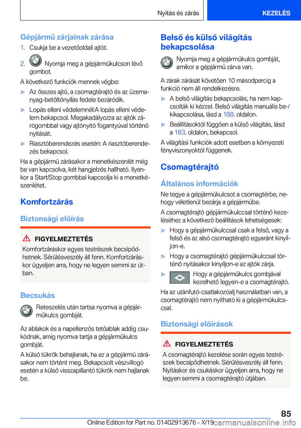 BMW X5 2020  Kezelési útmutató (in Hungarian) �G�