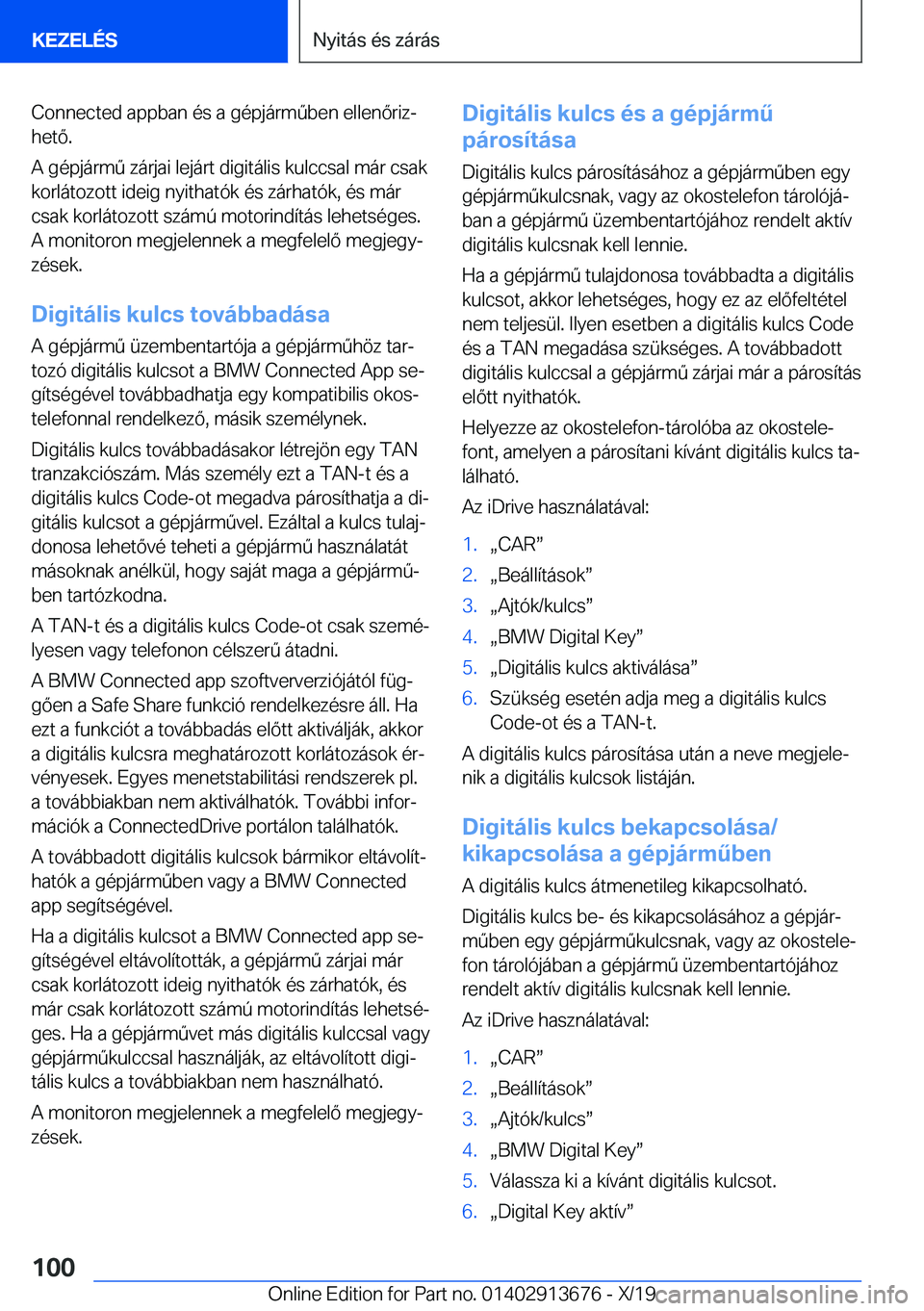 BMW X5 2020  Kezelési útmutató (in Hungarian) �C�o�n�n�e�c�t�e�d��a�p�p�b�a�n��
