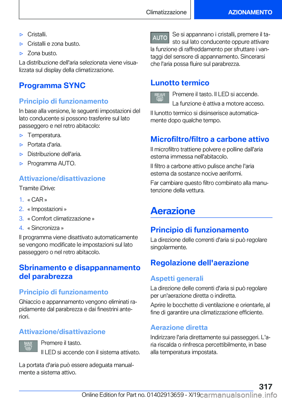 BMW X5 2020  Libretti Di Uso E manutenzione (in Italian) 'x�C�r�i�s�t�a�l�l�i�.'x�C�r�i�s�t�a�l�l�i��e��z�o�n�a��b�u�s�t�o�.'x�Z�o�n�a��b�u�s�t�o�.
�L�a��d�i�s�t�r�i�b�u�z�i�o�n�e��d�e�l�l�'�a�r�i�a��s�e�l�e�z�i�o�n�a�t�a��v�i�e�n�e�