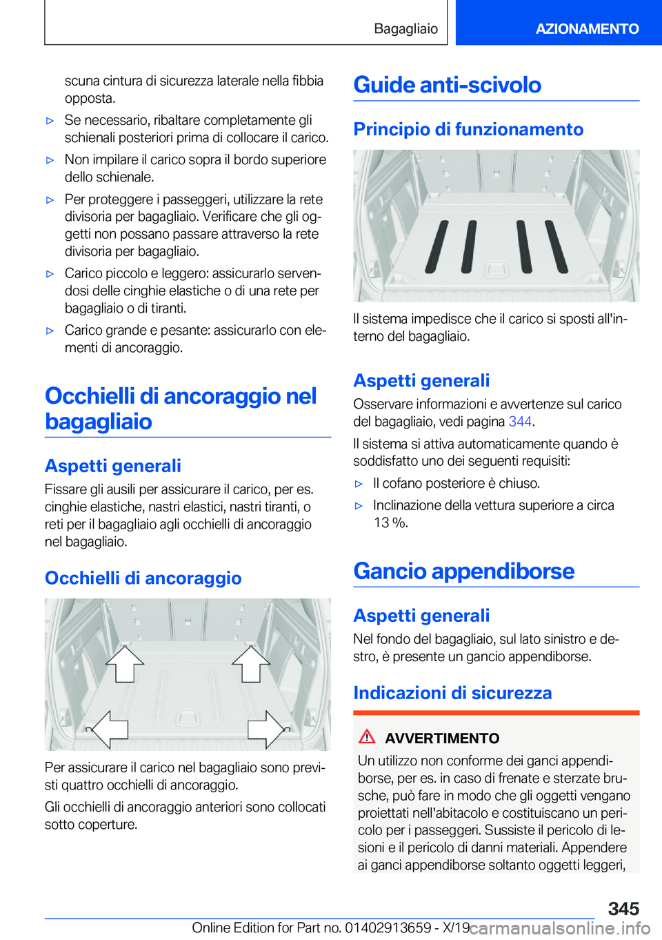 BMW X5 2020  Libretti Di Uso E manutenzione (in Italian) �s�c�u�n�a��c�i�n�t�u�r�a��d�i��s�i�c�u�r�e�z�z�a��l�a�t�e�r�a�l�e��n�e�l�l�a��f�i�b�b�i�a�o�p�p�o�s�t�a�.'x�S�e��n�e�c�e�s�s�a�r�i�o�,��r�i�b�a�l�t�a�r�e��c�o�m�p�l�e�t�a�m�e�n�t�e��g�l