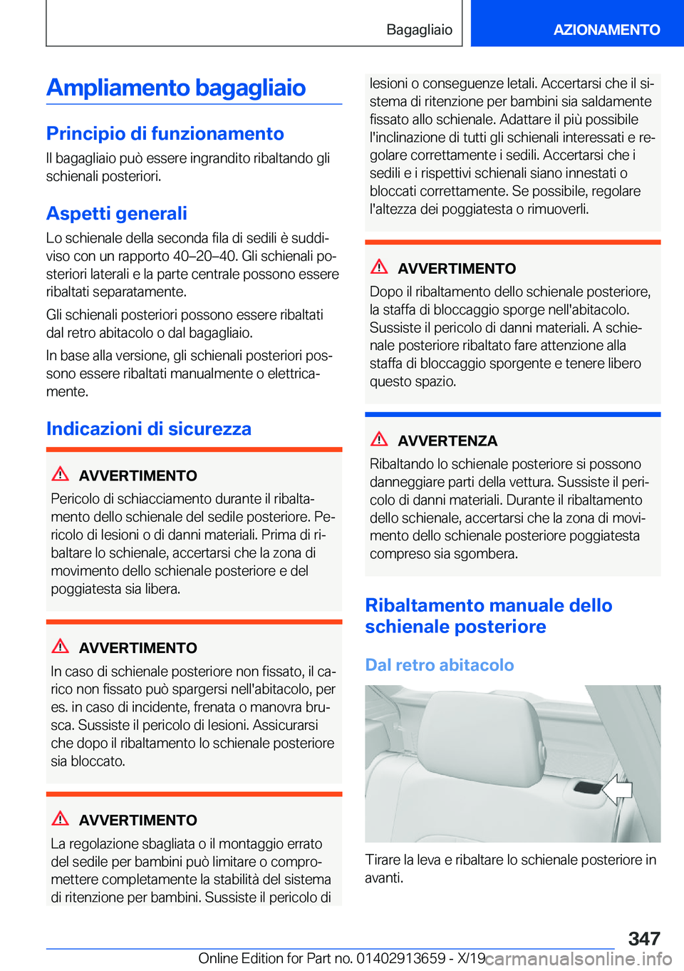 BMW X5 2020  Libretti Di Uso E manutenzione (in Italian) �A�m�p�l�i�a�m�e�n�t�o��b�a�g�a�g�l�i�a�i�o
�P�r�i�n�c�i�p�i�o��d�i��f�u�n�z�i�o�n�a�m�e�n�t�o
�I�l��b�a�g�a�g�l�i�a�i�o��p�u�