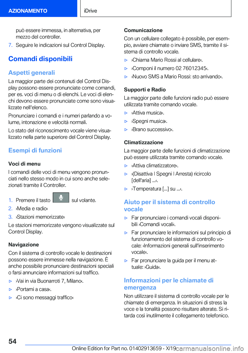 BMW X5 2020  Libretti Di Uso E manutenzione (in Italian) �p�u�