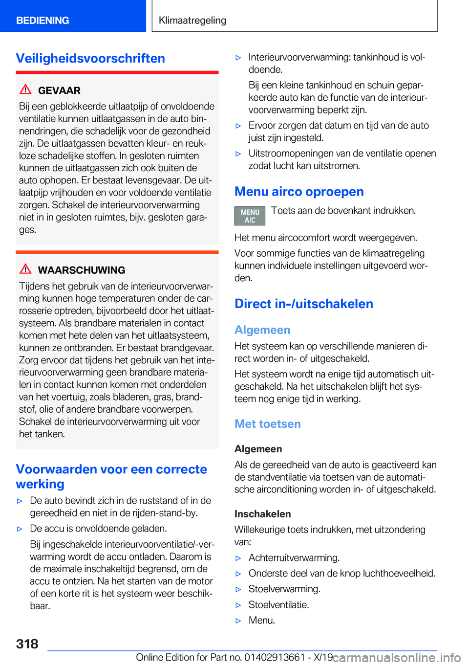 BMW X5 2020  Instructieboekjes (in Dutch) �V�e�i�l�i�g�h�e�i�d�s�v�o�o�r�s�c�h�r�i�f�t�e�n
�G�E�V�A�A�R
�B�i�j��e�e�n��g�e�b�l�o�k�k�e�e�r�d�e��u�i�t�l�a�a�t�p�i�j�p��o�f��o�n�v�o�l�d�o�e�n�d�e
�v�e�n�t�i�l�a�t�i�e��k�u�n�n�e�n��u�i�t�