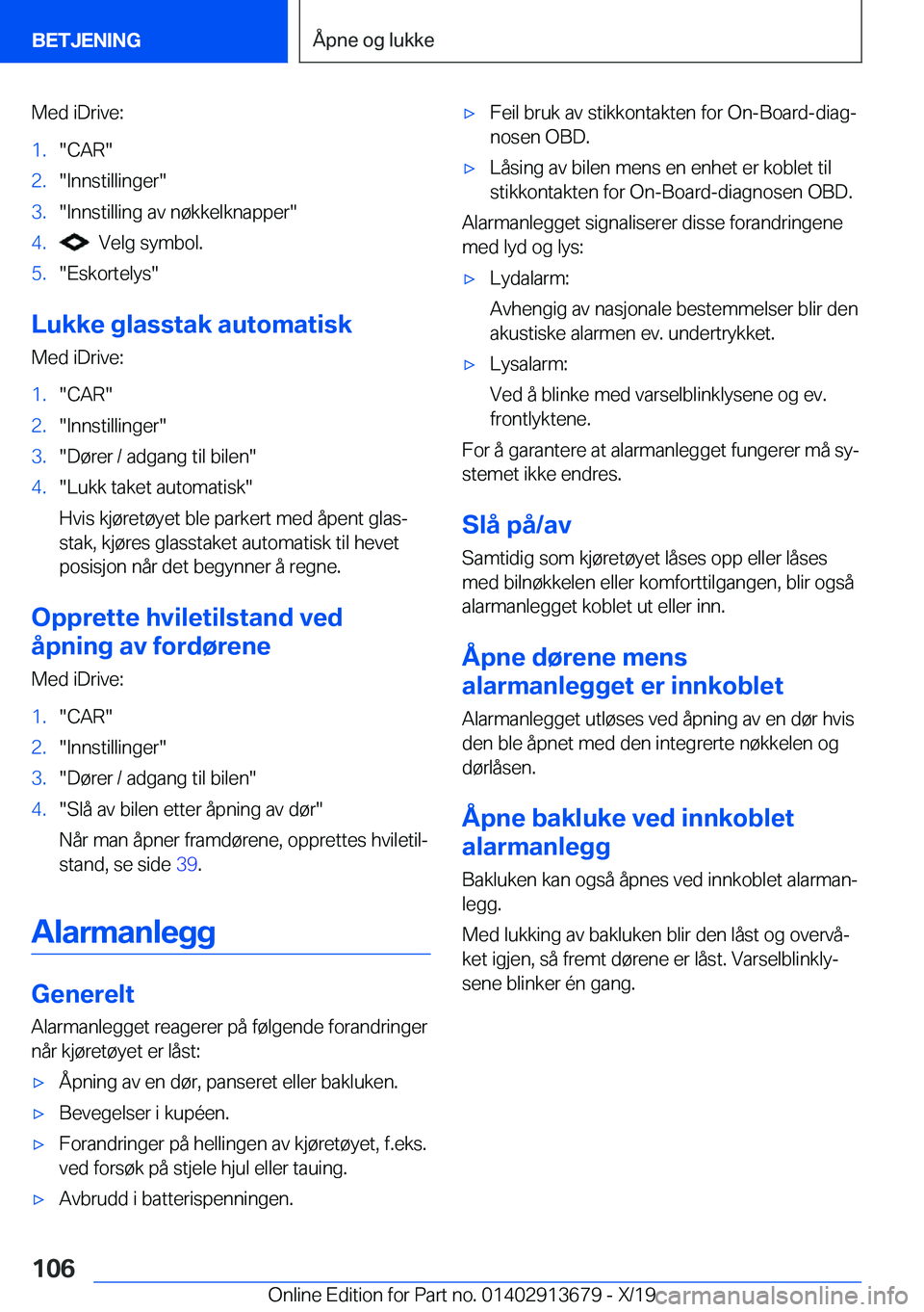 BMW X5 2020  InstruksjonsbØker (in Norwegian) �M�e�d��i�D�r�i�v�e�:�1�.��C�A�R��2�.��I�n�n�s�t�i�l�l�i�n�g�e�r��3�.��I�n�n�s�t�i�l�l�i�n�g��a�v��n�