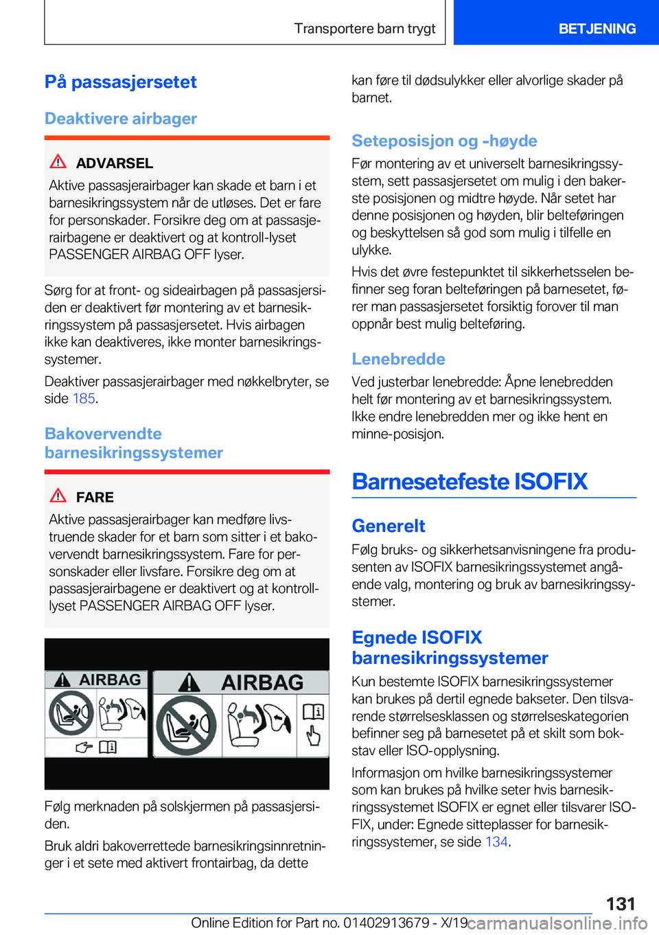 BMW X5 2020  InstruksjonsbØker (in Norwegian) �P�å��p�a�s�s�a�s�j�e�r�s�e�t�e�t
�D�e�a�k�t�i�v�e�r�e��a�i�r�b�a�g�e�r
�A�D�V�A�R�S�E�L
�A�k�t�i�v�e��p�a�s�s�a�s�j�e�r�a�i�r�b�a�g�e�r��k�a�n��s�k�a�d�e��e�t��b�a�r�n��i��e�t �b�a�r�n�e�s�