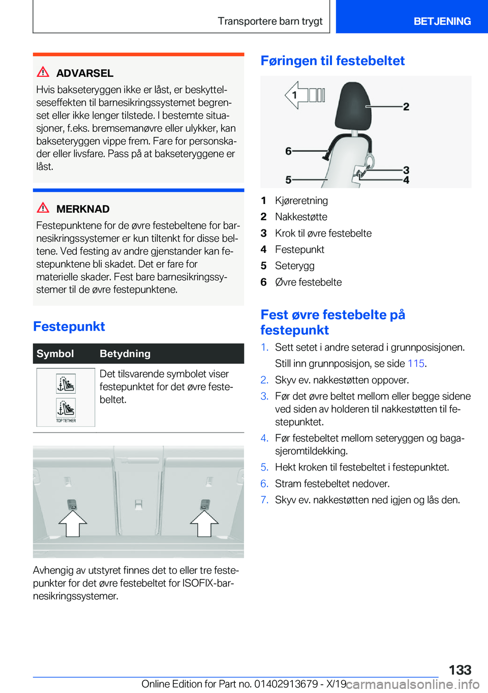 BMW X5 2020  InstruksjonsbØker (in Norwegian) �A�D�V�A�R�S�E�L
�H�v�i�s��b�a�k�s�e�t�e�r�y�g�g�e�n��i�k�k�e��e�r��l�å�s�t�,��e�r��b�e�s�k�y�t�t�e�lj
�s�e�s�e�f�f�e�k�t�e�n��t�i�l��b�a�r�n�e�s�i�k�r�i�n�g�s�s�y�s�t�e�m�e�t��b�e�g�r�e�n