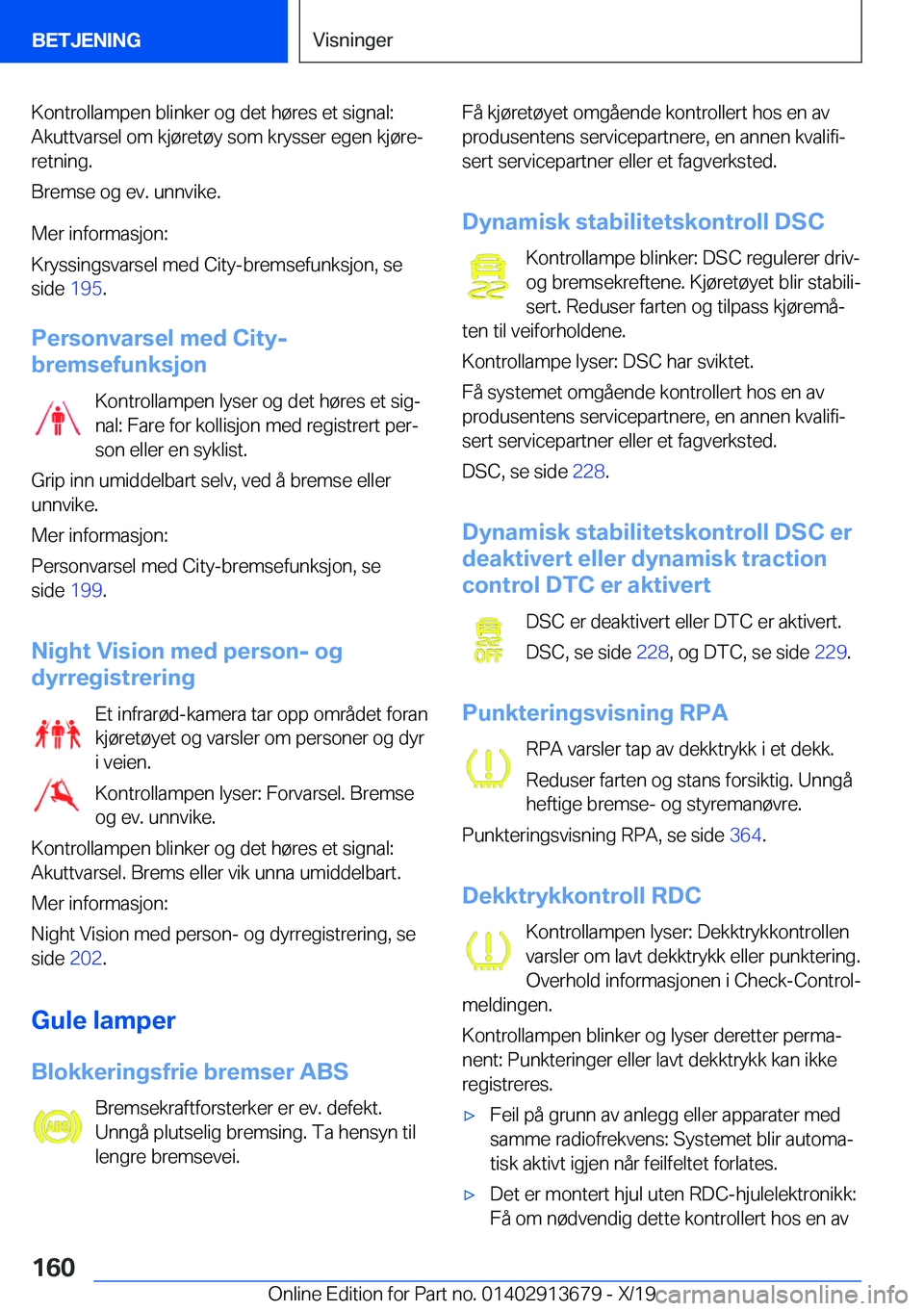BMW X5 2020  InstruksjonsbØker (in Norwegian) �K�o�n�t�r�o�l�l�a�m�p�e�n��b�l�i�n�k�e�r��o�g��d�e�t��h�