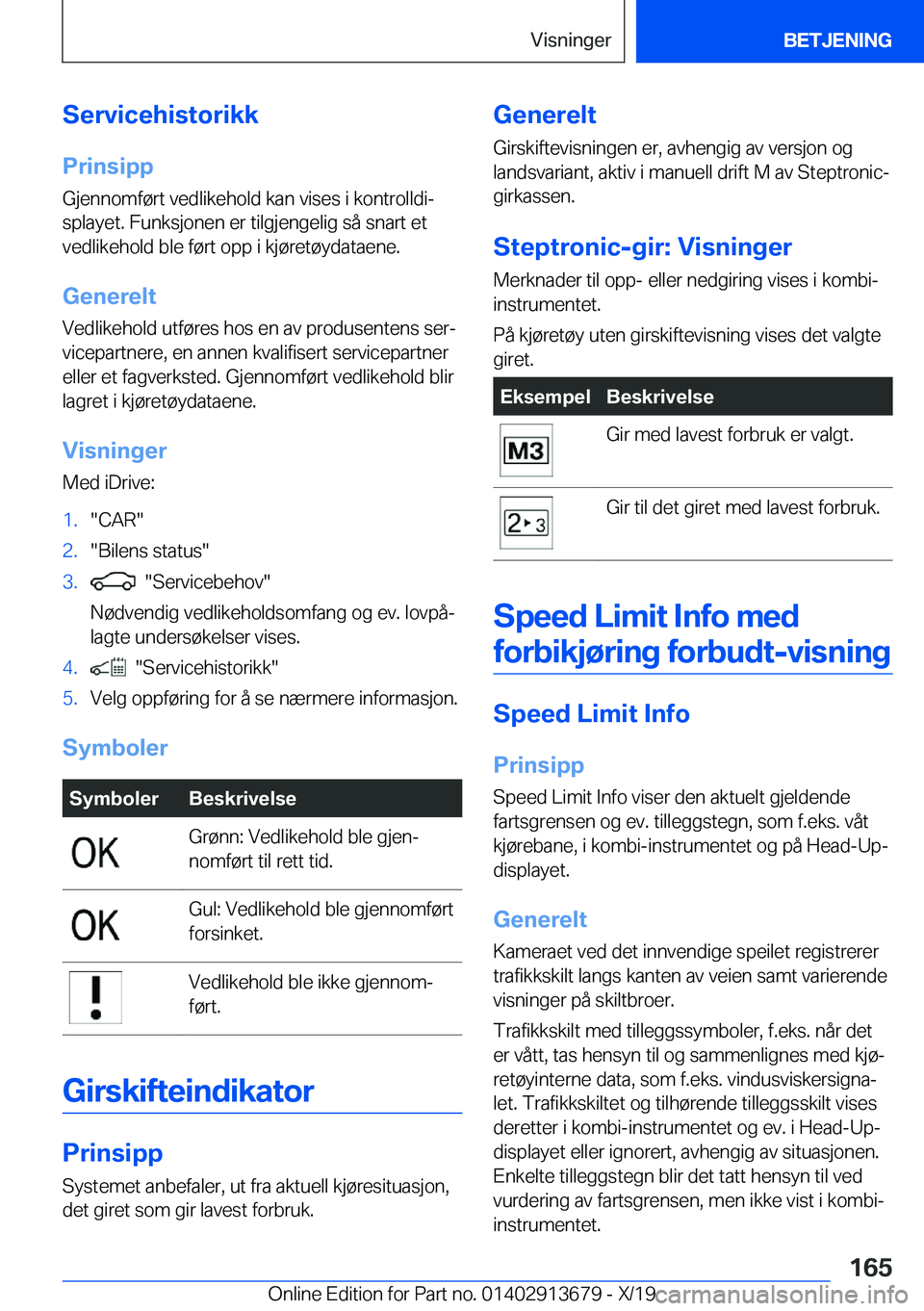 BMW X5 2020  InstruksjonsbØker (in Norwegian) �S�e�r�v�i�c�e�h�i�s�t�o�r�i�k�k�P�r�i�n�s�i�p�p
�G�j�e�n�n�o�m�f�