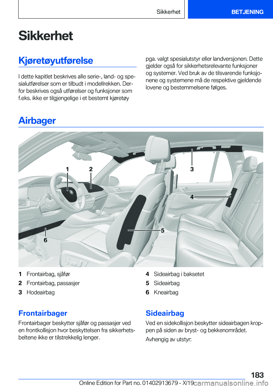 BMW X5 2020  InstruksjonsbØker (in Norwegian) �S�i�k�k�e�r�h�e�t�K�j�