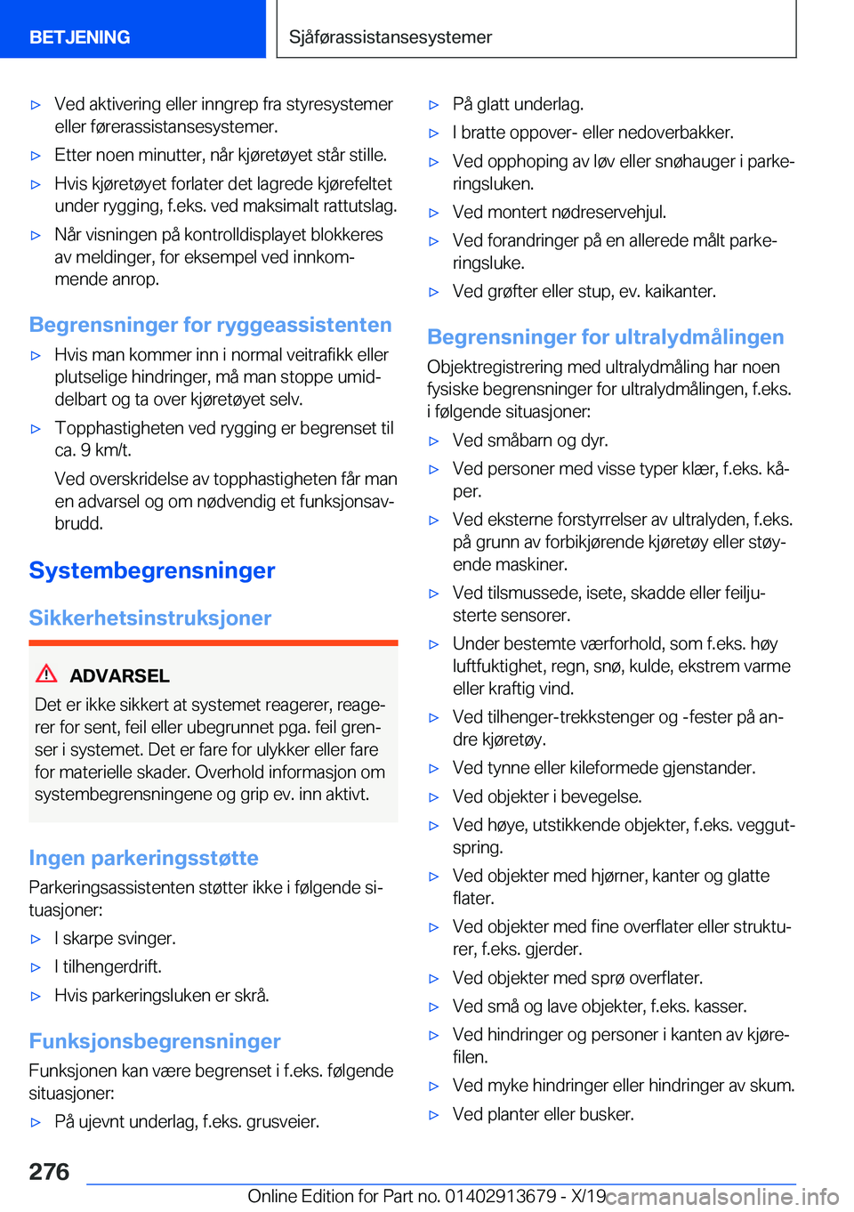 BMW X5 2020  InstruksjonsbØker (in Norwegian) 'x�V�e�d��a�k�t�i�v�e�r�i�n�g��e�l�l�e�r��i�n�n�g�r�e�p��f�r�a��s�t�y�r�e�s�y�s�t�e�m�e�r
�e�l�l�e�r��f�