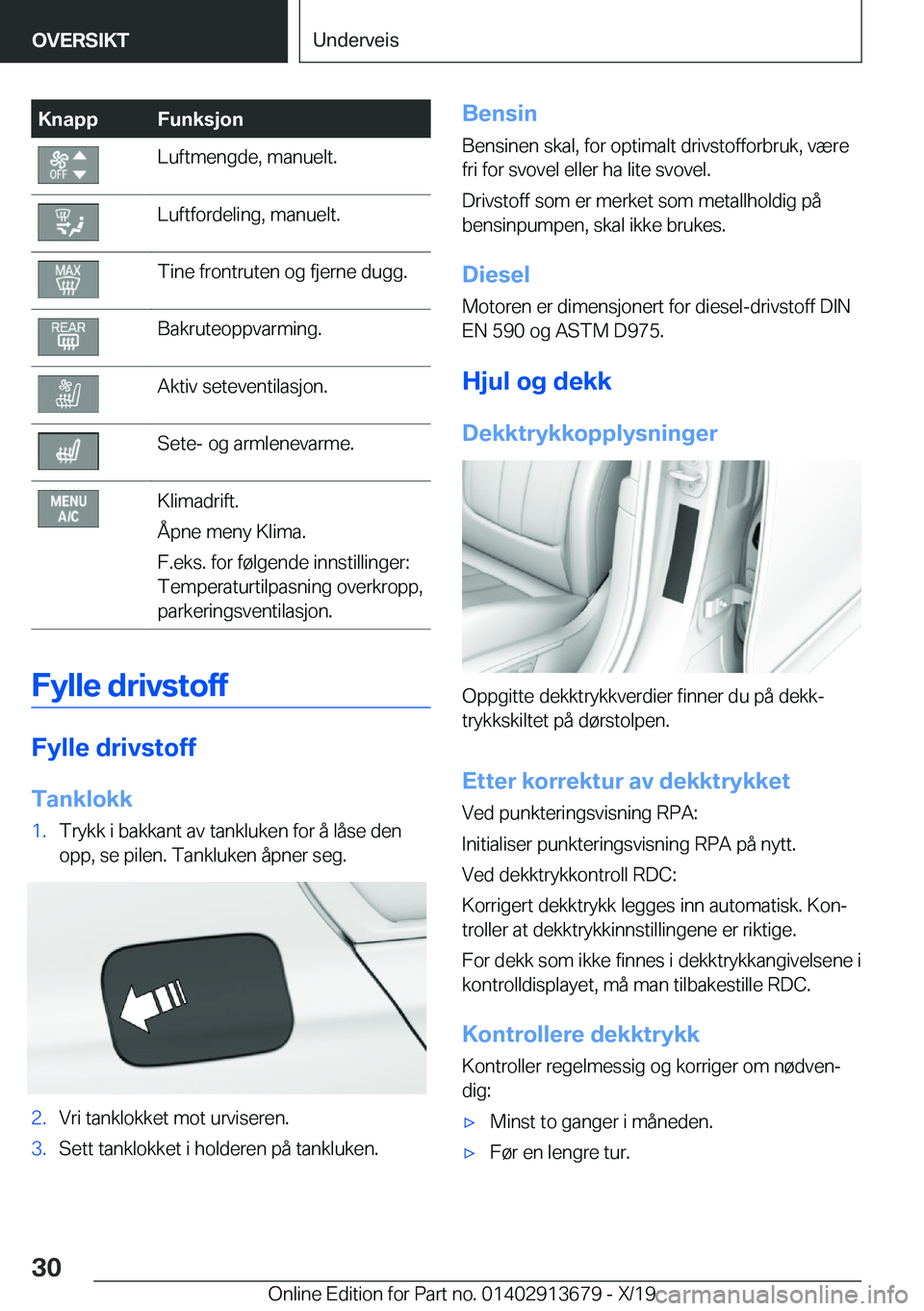 BMW X5 2020  InstruksjonsbØker (in Norwegian) �K�n�a�p�p�F�u�n�k�s�j�o�n�L�u�f�t�m�e�n�g�d�e�,��m�a�n�u�e�l�t�.�L�u�f�t�f�o�r�d�e�l�i�n�g�,��m�a�n�u�e�l�t�.�T�i�n�e��f�r�o�n�t�r�u�t�e�n��o�g��f�j�e�r�n�e��d�u�g�g�.�B�a�k�r�u�t�e�o�p�p�v�a�r