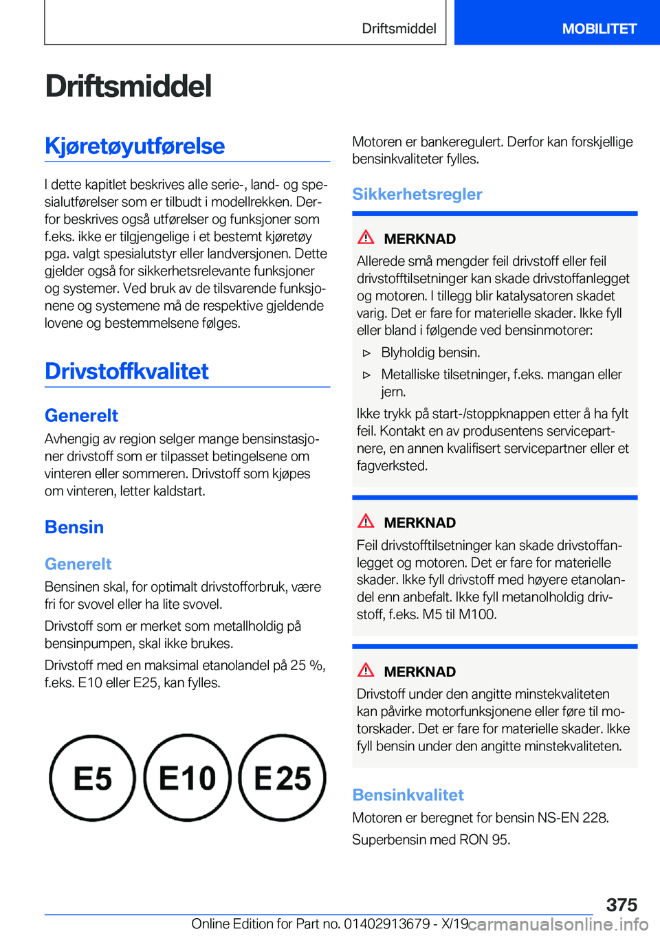 BMW X5 2020  InstruksjonsbØker (in Norwegian) �D�r�i�f�t�s�m�i�d�d�e�l�K�j�