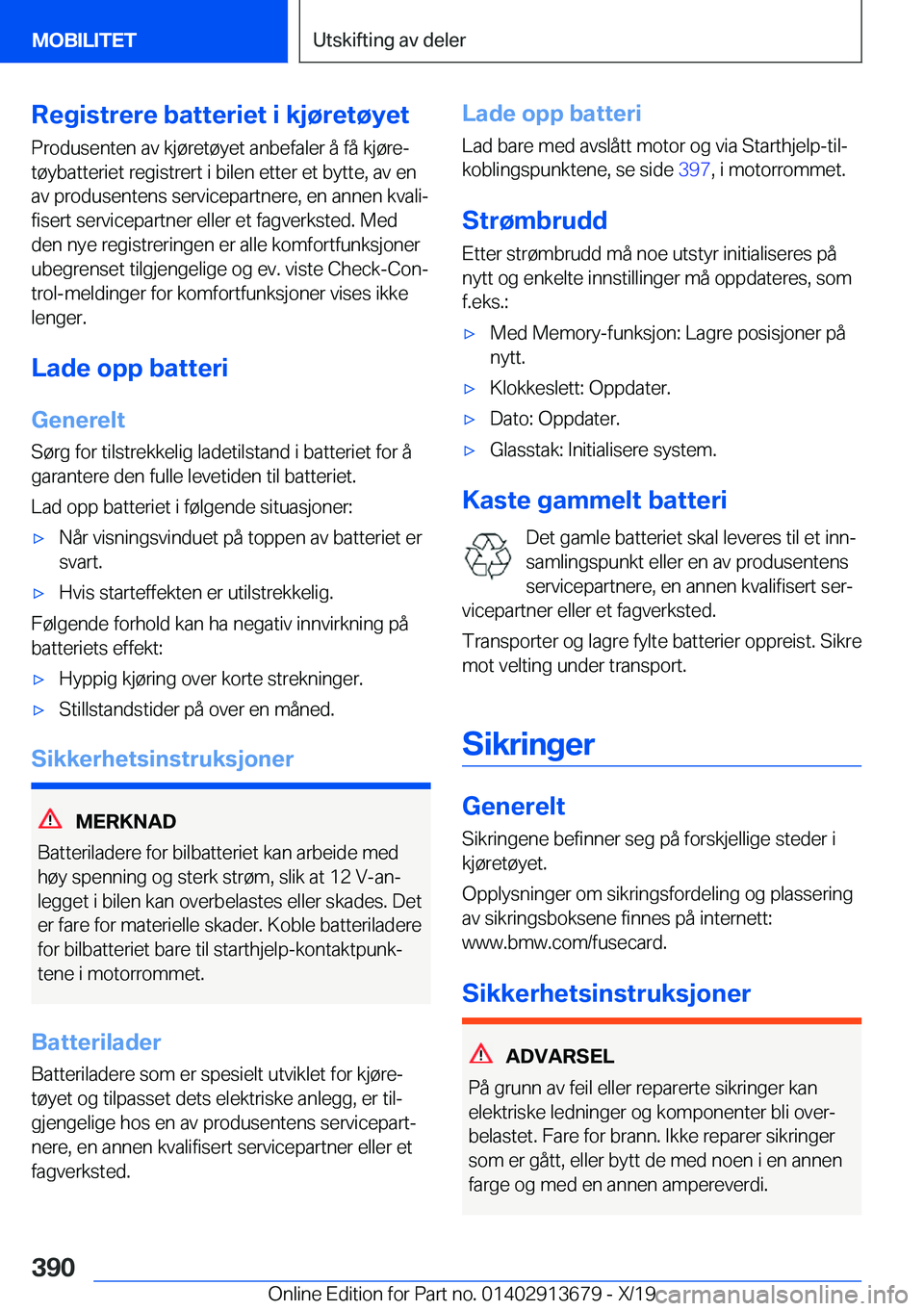 BMW X5 2020  InstruksjonsbØker (in Norwegian) �R�e�g�i�s�t�r�e�r�e��b�a�t�t�e�r�i�e�t��i��k�j�