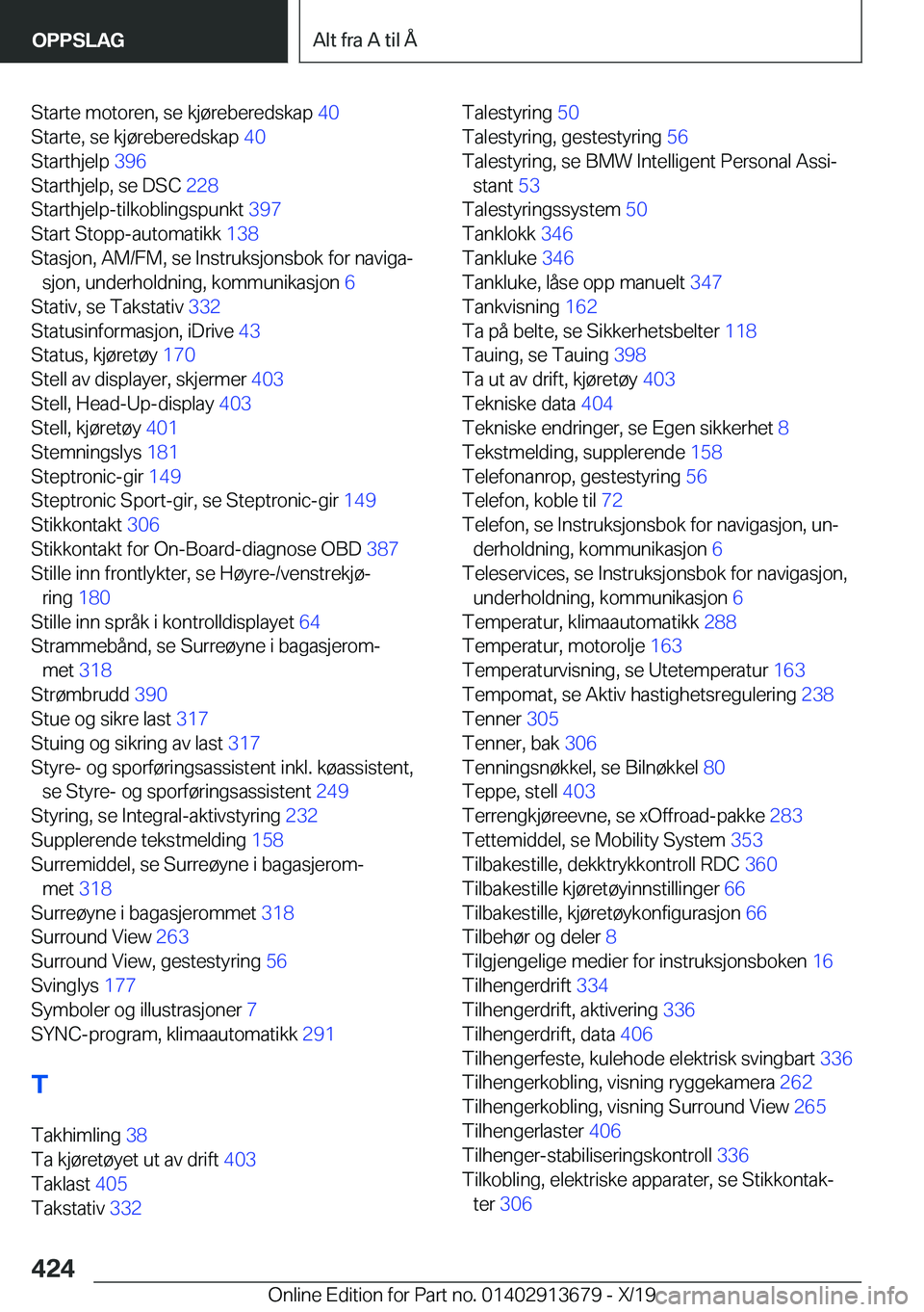 BMW X5 2020  InstruksjonsbØker (in Norwegian) �S�t�a�r�t�e��m�o�t�o�r�e�n�,��s�e��k�j�