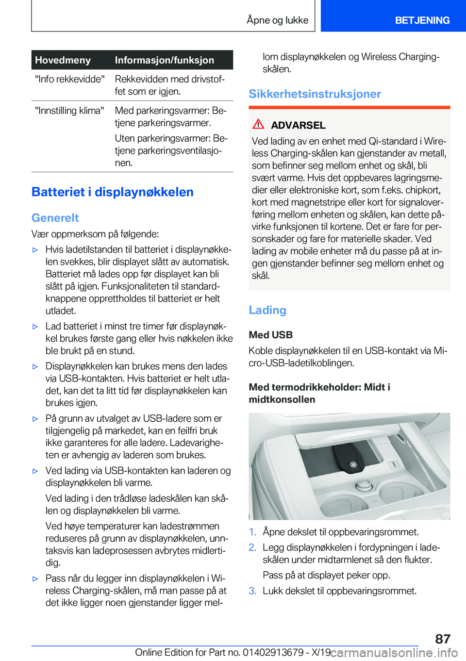 BMW X5 2020  InstruksjonsbØker (in Norwegian) �H�o�v�e�d�m�e�n�y�I�n�f�o�r�m�a�s�j�o�n�/�f�u�n�k�s�j�o�n��I�n�f�o��r�e�k�k�e�v�i�d�d�e��R�e�k�k�e�v�i�d�d�e�n��m�e�d��d�r�i�v�s�t�o�fj
�f�e�t��s�o�m��e�r��i�g�j�e�n�.��I�n�n�s�t�i�l�l�i�n�