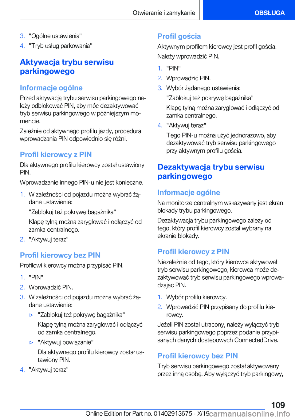 BMW X5 2020  Instrukcja obsługi (in Polish) �3�.��O�g�