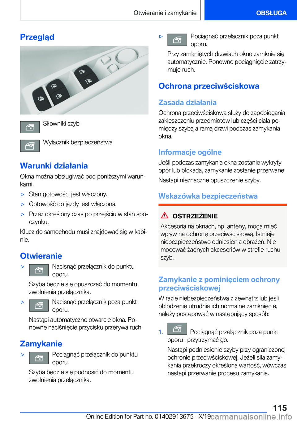 BMW X5 2020  Instrukcja obsługi (in Polish) �P�r�z�e�g�l�ą�d
�S�i�ł�o�w�n�i�k�i��s�z�y�b
�W�y�ł�