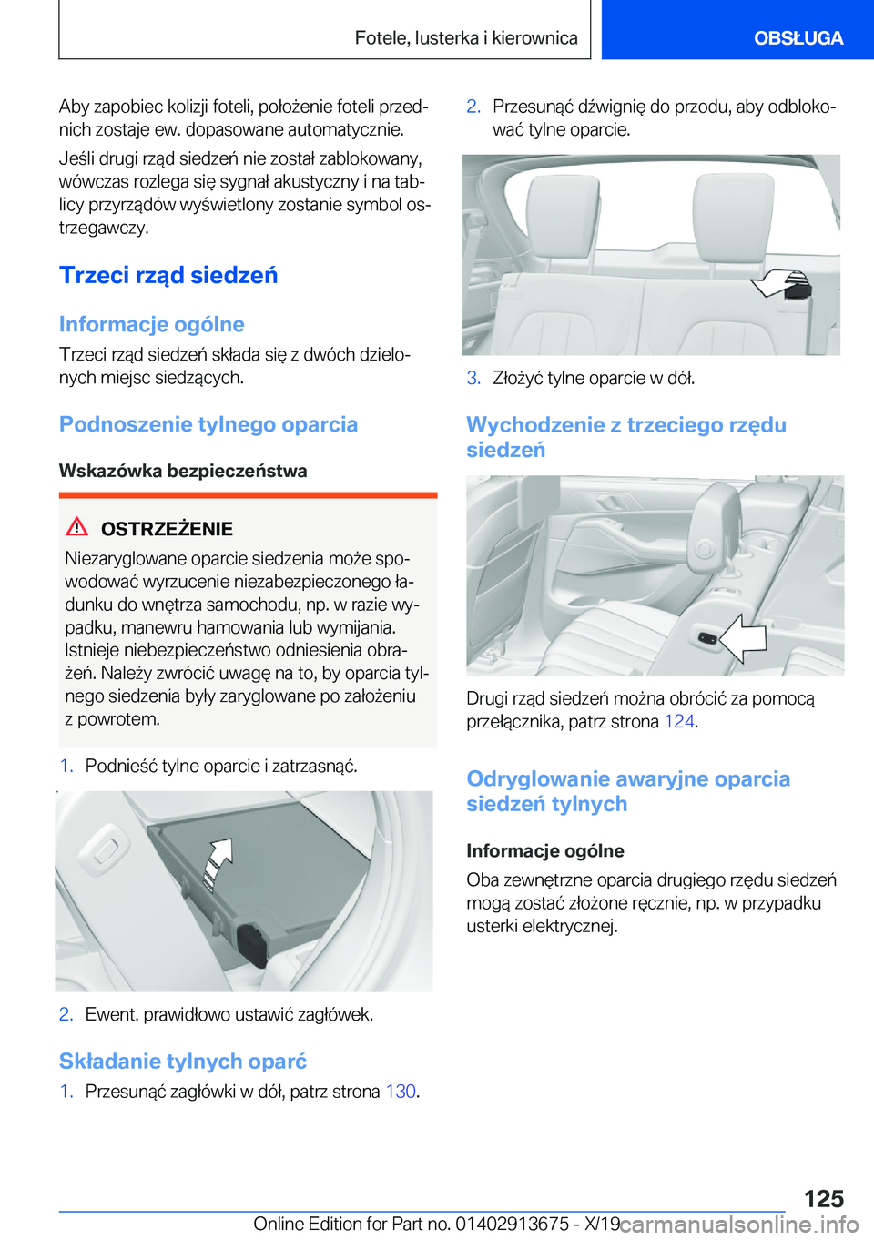 BMW X5 2020  Instrukcja obsługi (in Polish) �A�b�y��z�a�p�o�b�i�e�c��k�o�l�i�z�j�i��f�o�t�e�l�i�,��p�o�ł�o9�e�n�i�e��f�o�t�e�l�i��p�r�z�e�dj
�n�i�c�h��z�o�s�t�a�j�e��e�w�.��d�o�p�a�s�o�w�a�n�e��a�u�t�o�m�a�t�y�c�z�n�i�e�.
�J�e�l�
