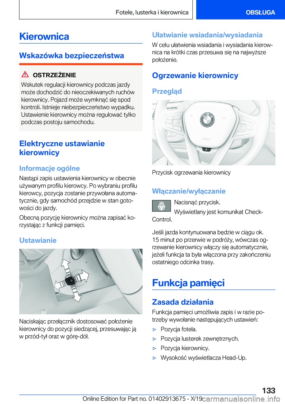 BMW X5 2020  Instrukcja obsługi (in Polish) �K�i�e�r�o�w�n�i�c�a
�W�s�k�a�z�