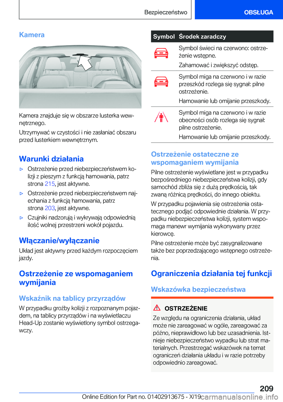 BMW X5 2020  Instrukcja obsługi (in Polish) �K�a�m�e�r�a
�K�a�m�e�r�a��z�n�a�j�d�u�j�e��s�i�