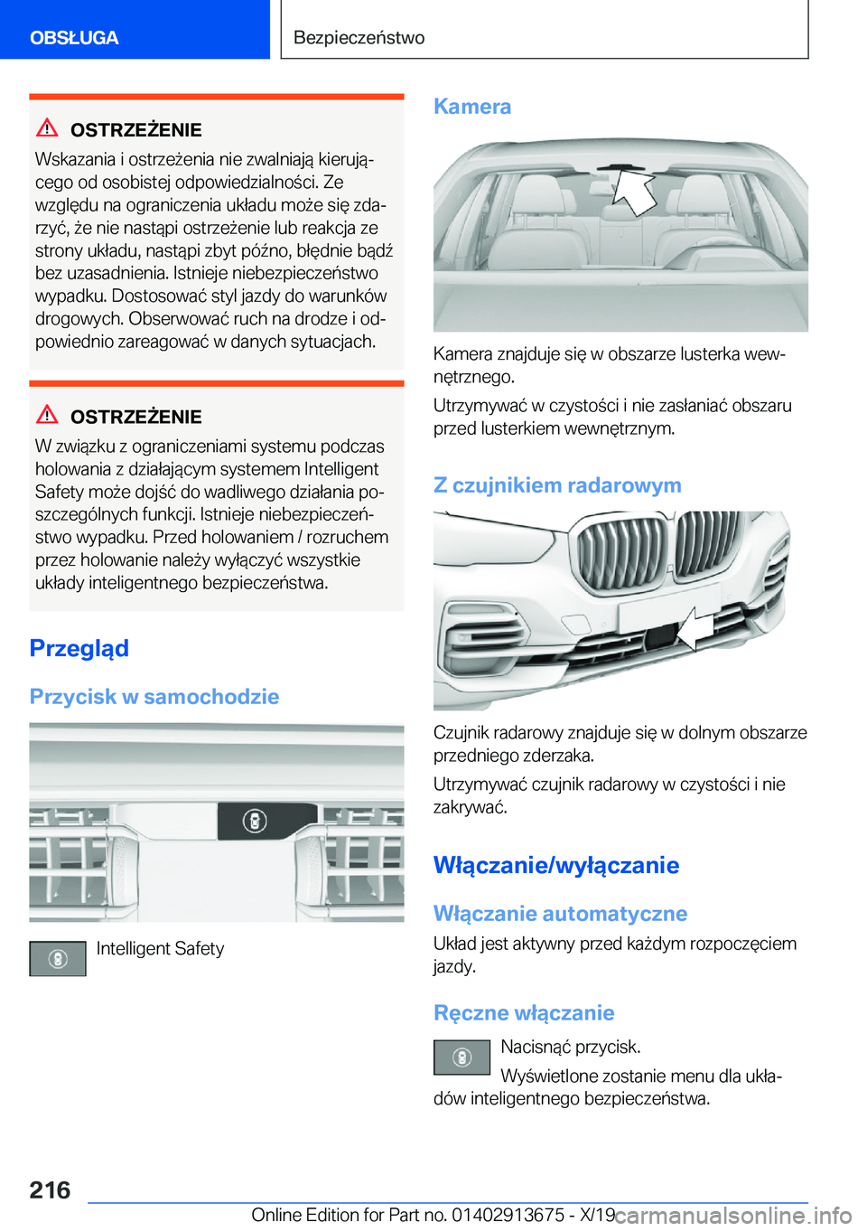 BMW X5 2020  Instrukcja obsługi (in Polish) �O�S�T�R�Z�E8�E�N�I�E
�W�s�k�a�z�a�n�i�a��i��o�s�t�r�z�e9�e�n�i�a��n�i�e��z�w�a�l�n�i�a�j�