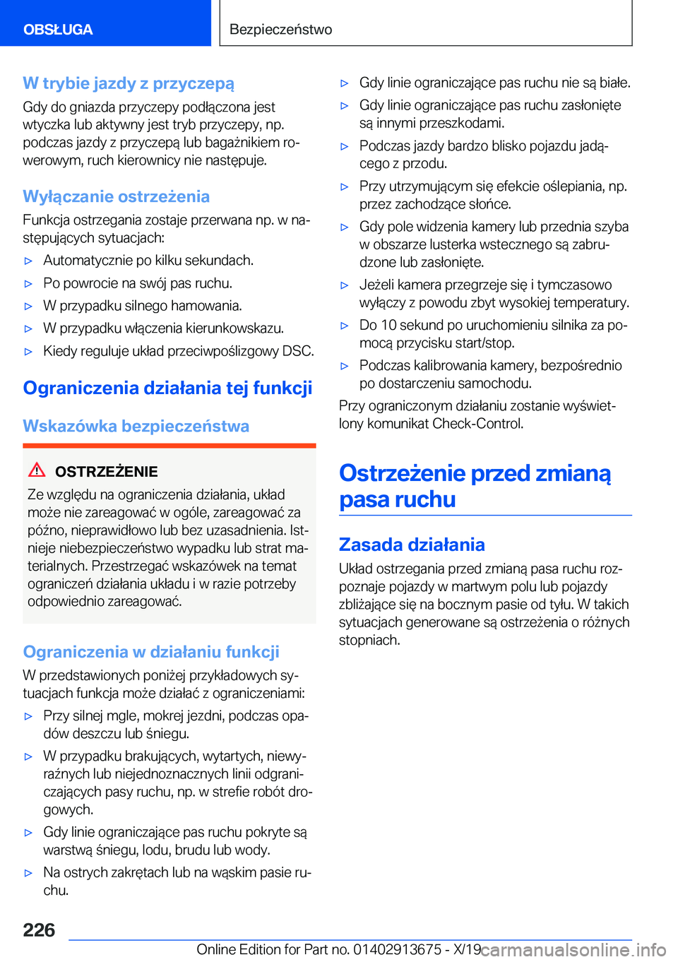 BMW X5 2020  Instrukcja obsługi (in Polish) �W��t�r�y�b�i�e��j�a�z�d�y��z��p�r�z�y�c�z�e�p�ą�G�d�y��d�o��g�n�i�a�z�d�a��p�r�z�y�c�z�e�p�y��p�o�d�ł�