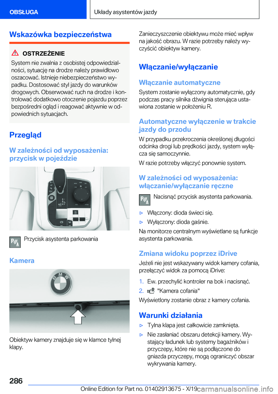 BMW X5 2020  Instrukcja obsługi (in Polish) �W�s�k�a�z�