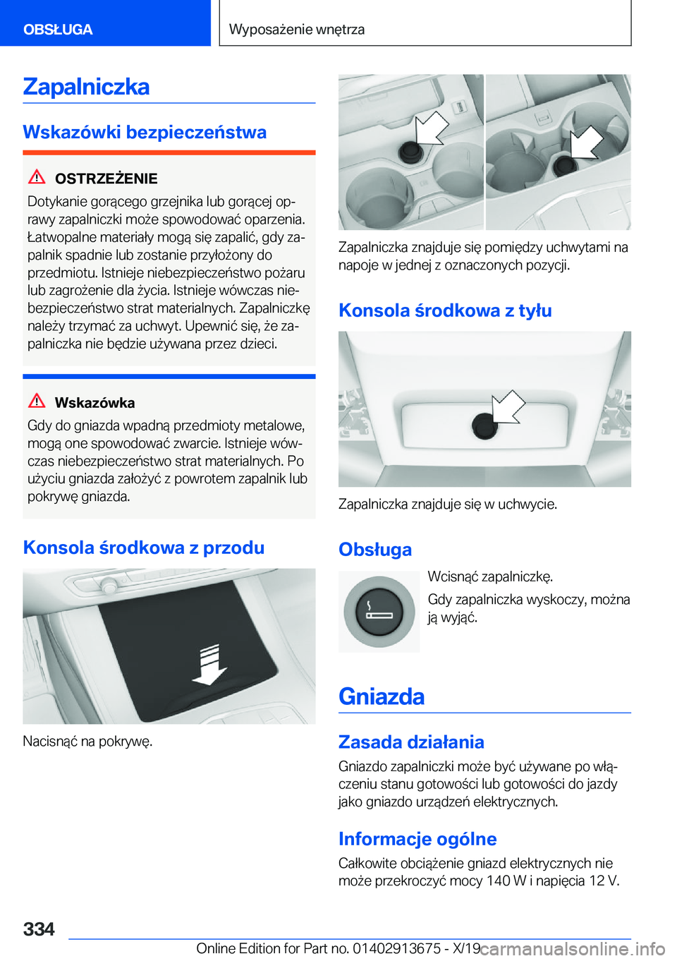 BMW X5 2020  Instrukcja obsługi (in Polish) �Z�a�p�a�l�n�i�c�z�k�a
�W�s�k�a�z�