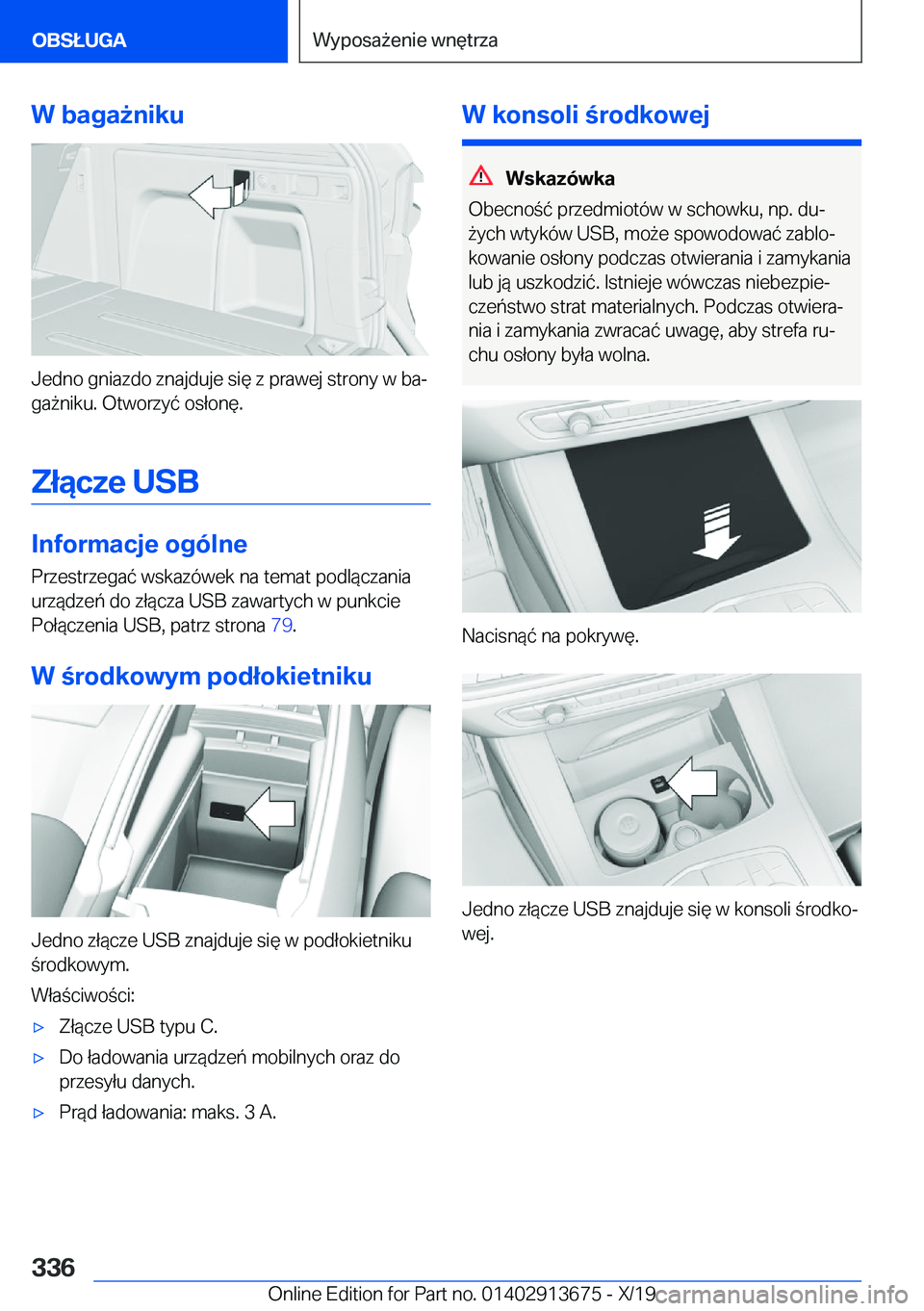 BMW X5 2020  Instrukcja obsługi (in Polish) �W��b�a�g�a9�n�i�k�u
�J�e�d�n�o��g�n�i�a�z�d�o��z�n�a�j�d�u�j�e��s�i�