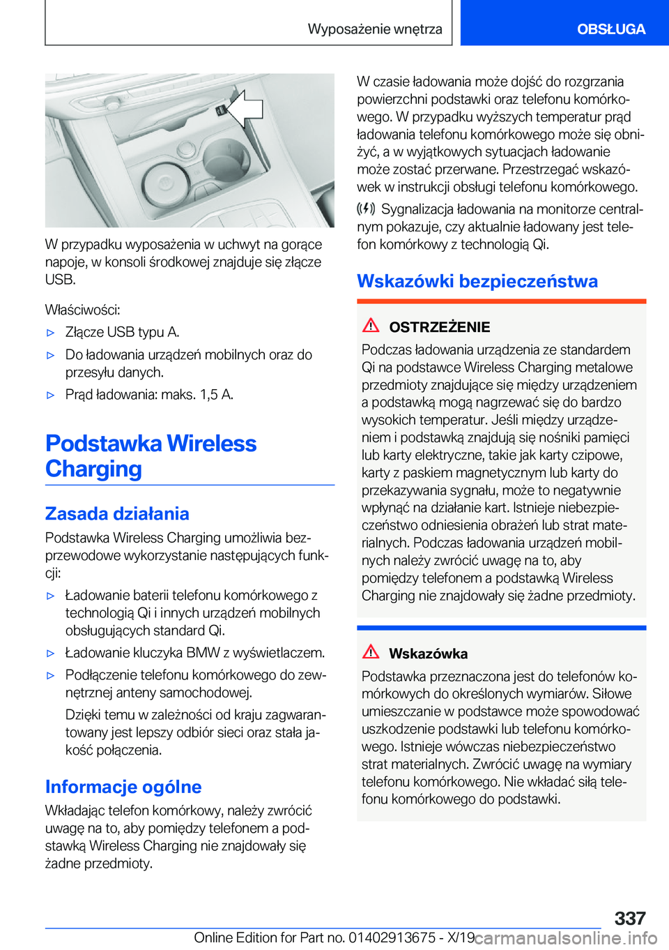 BMW X5 2020  Instrukcja obsługi (in Polish) �W��p�r�z�y�p�a�d�k�u��w�y�p�o�s�a9�e�n�i�a��w��u�c�h�w�y�t��n�a��g�o�r�