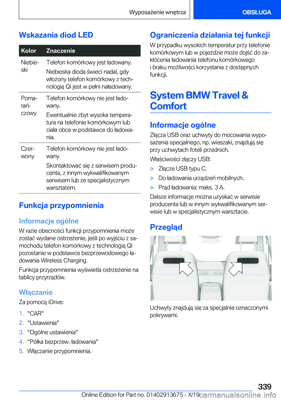 BMW X5 2020  Instrukcja obsługi (in Polish) �W�s�k�a�z�a�n�i�a��d�i�o�d��L�E�D�K�o�l�o�r�Z�n�a�c�z�e�n�i�e�N�i�e�b�i�ej
�s�k�i�T�e�l�e�f�o�n��k�o�m�
