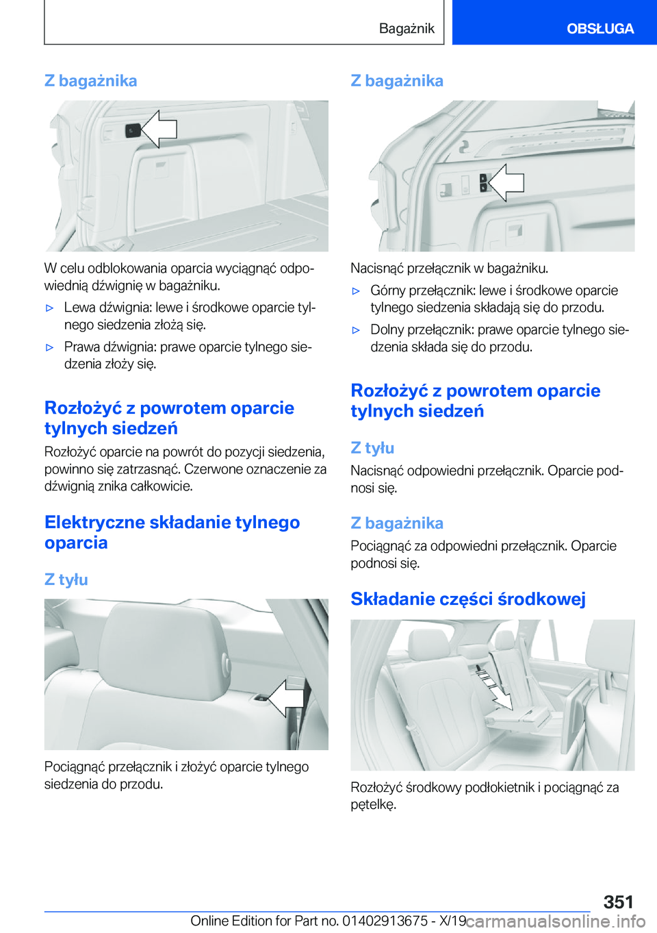 BMW X5 2020  Instrukcja obsługi (in Polish) �Z��b�a�g�a9�n�i�k�a
�W��c�e�l�u��o�d�b�l�o�k�o�w�a�n�i�a��o�p�a�r�c�i�a��w�y�c�i�