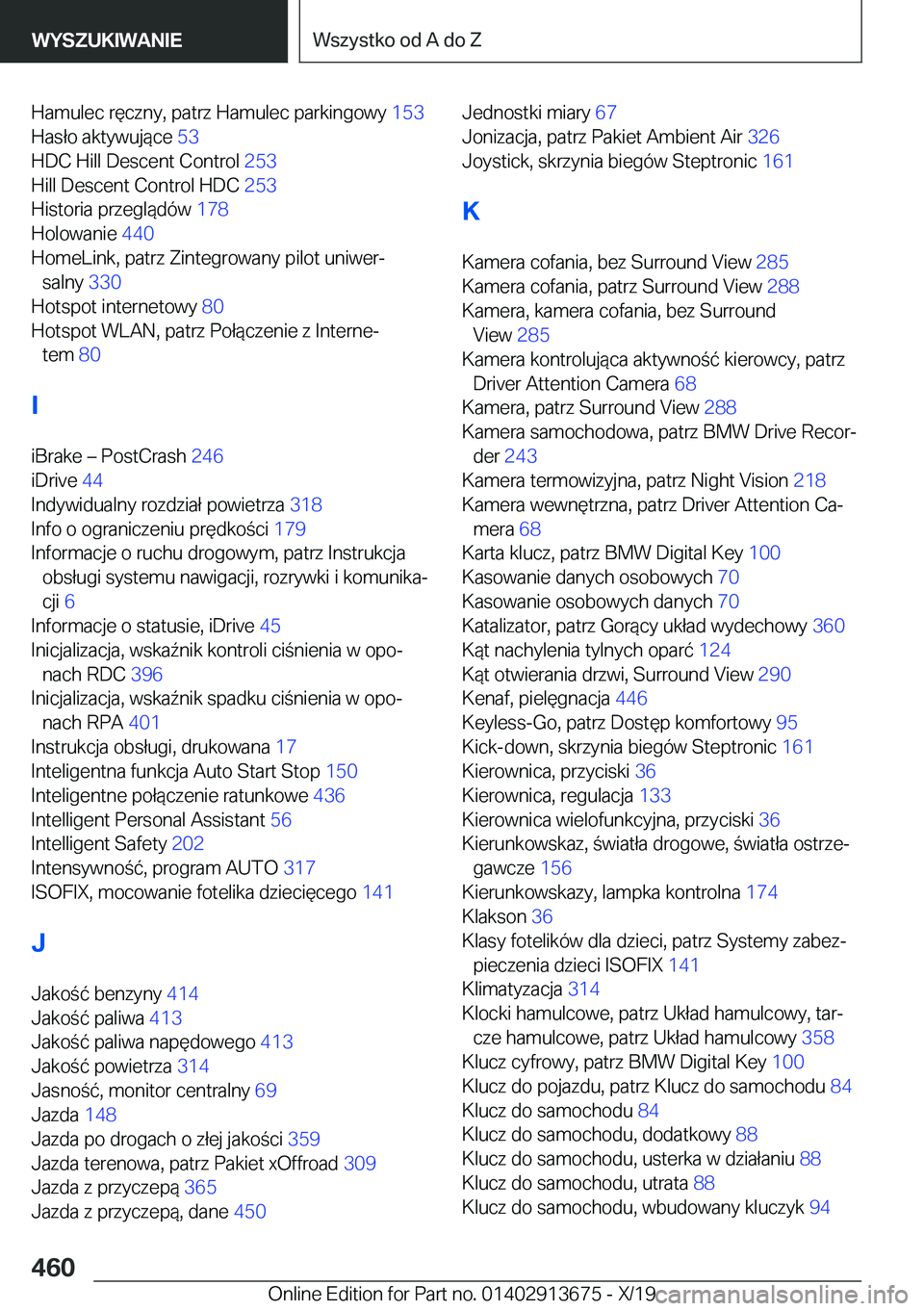 BMW X5 2020  Instrukcja obsługi (in Polish) �H�a�m�u�l�e�c��r�