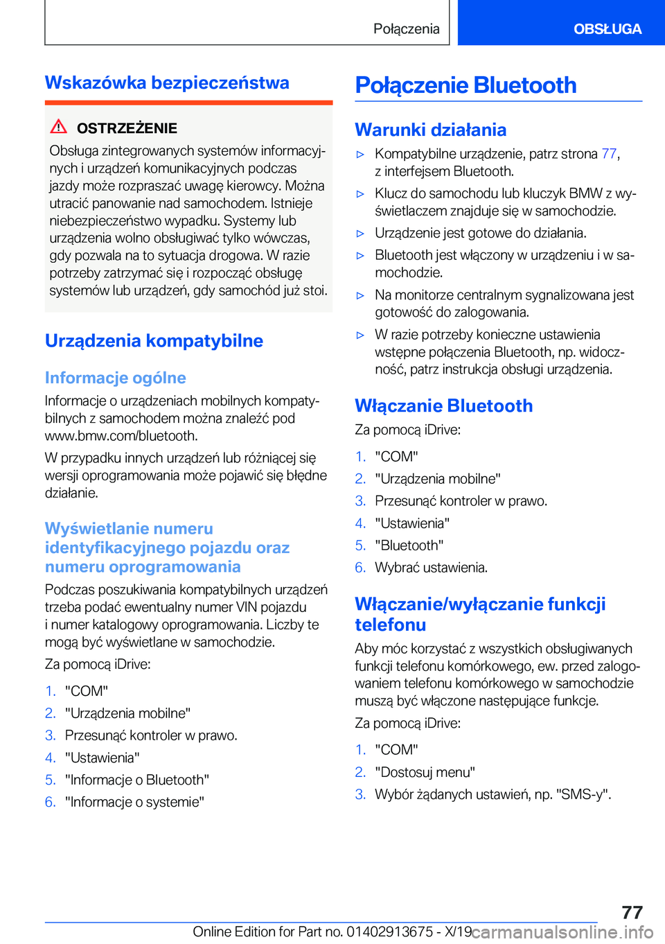BMW X5 2020  Instrukcja obsługi (in Polish) �W�s�k�a�z�