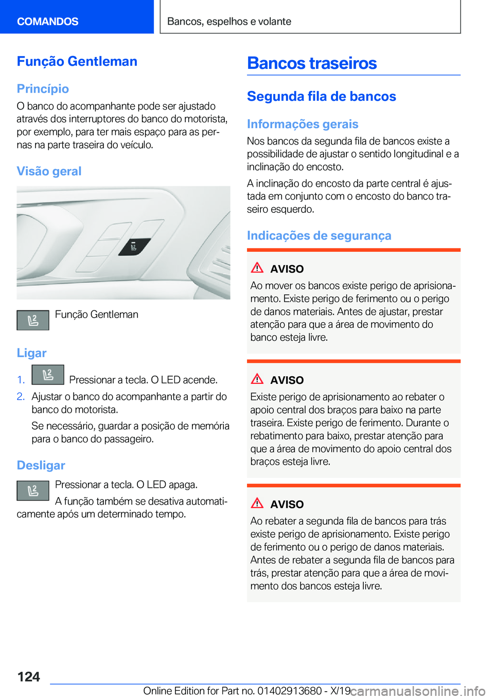 BMW X5 2020  Manual do condutor (in Portuguese) �F�u�n�