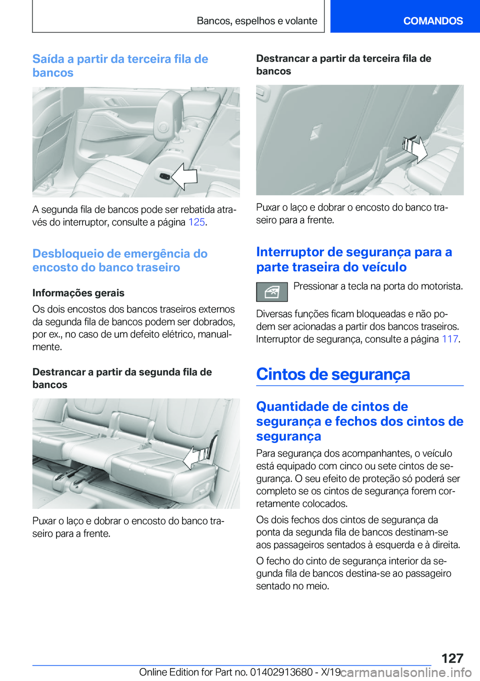 BMW X5 2020  Manual do condutor (in Portuguese) �S�a�