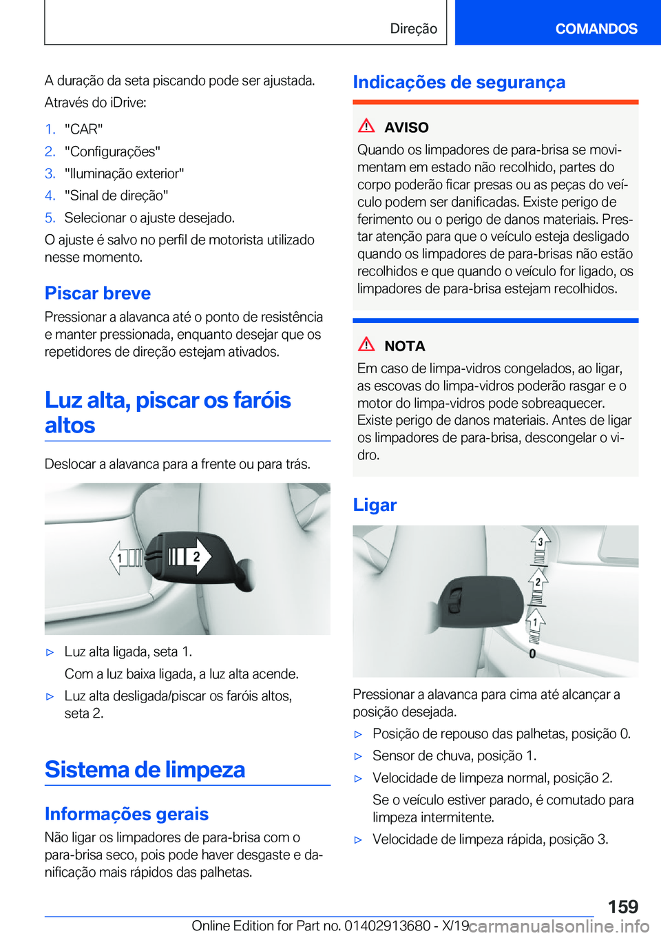 BMW X5 2020  Manual do condutor (in Portuguese) �A��d�u�r�a�