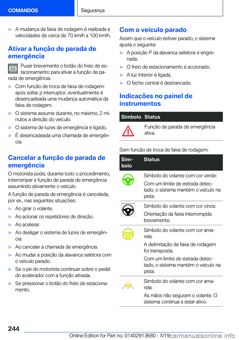 BMW X5 2020  Manual do condutor (in Portuguese) x�A��m�u�d�a�n�