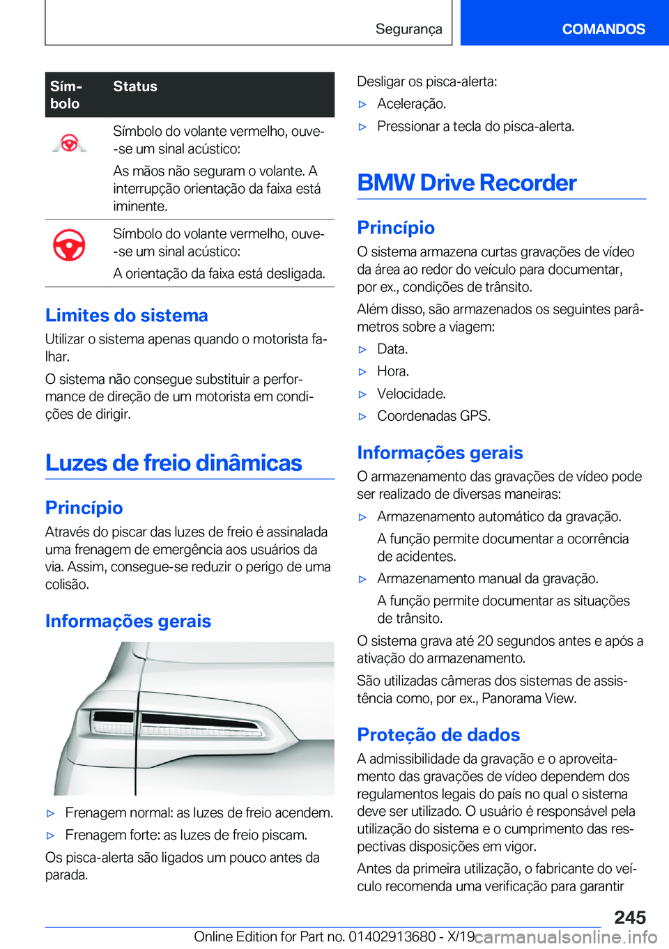 BMW X5 2020  Manual do condutor (in Portuguese) �S�